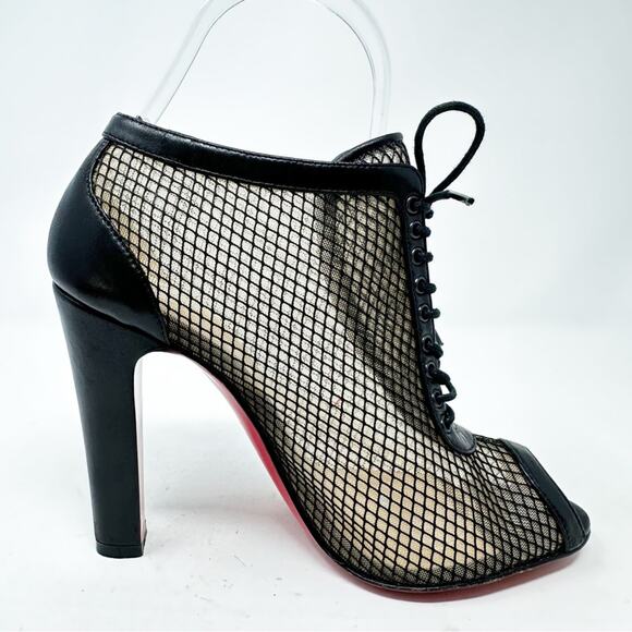 Christian Louboutin Nikita Mesh & Leather Ankle Booties Size 36 - Picture 8 of 12